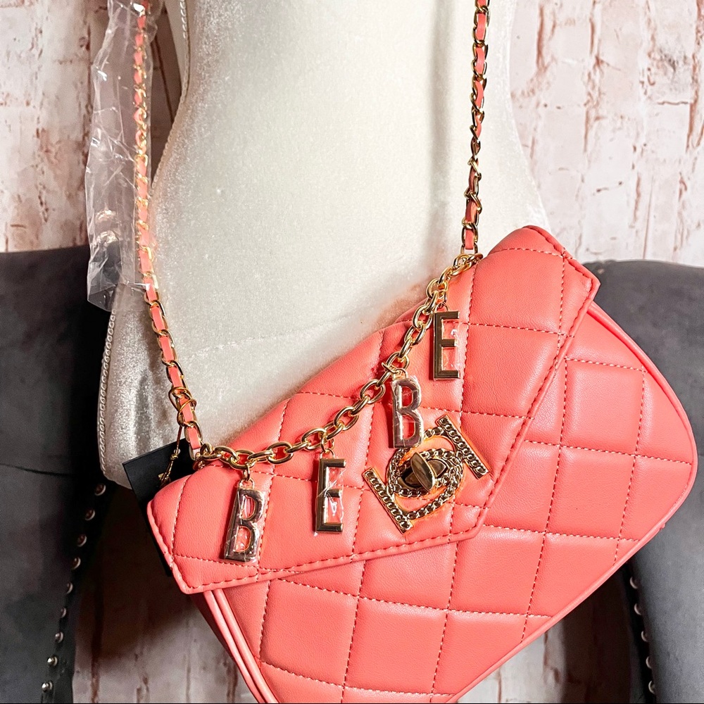 Bebe Salmon Wyatt V-flap Shoulder Bag